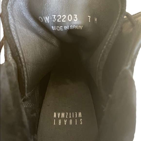 Stuart Weitzman Kidstuff Black Suede Lace Up Wedge Bootie 7 - Picture 6 of 6
